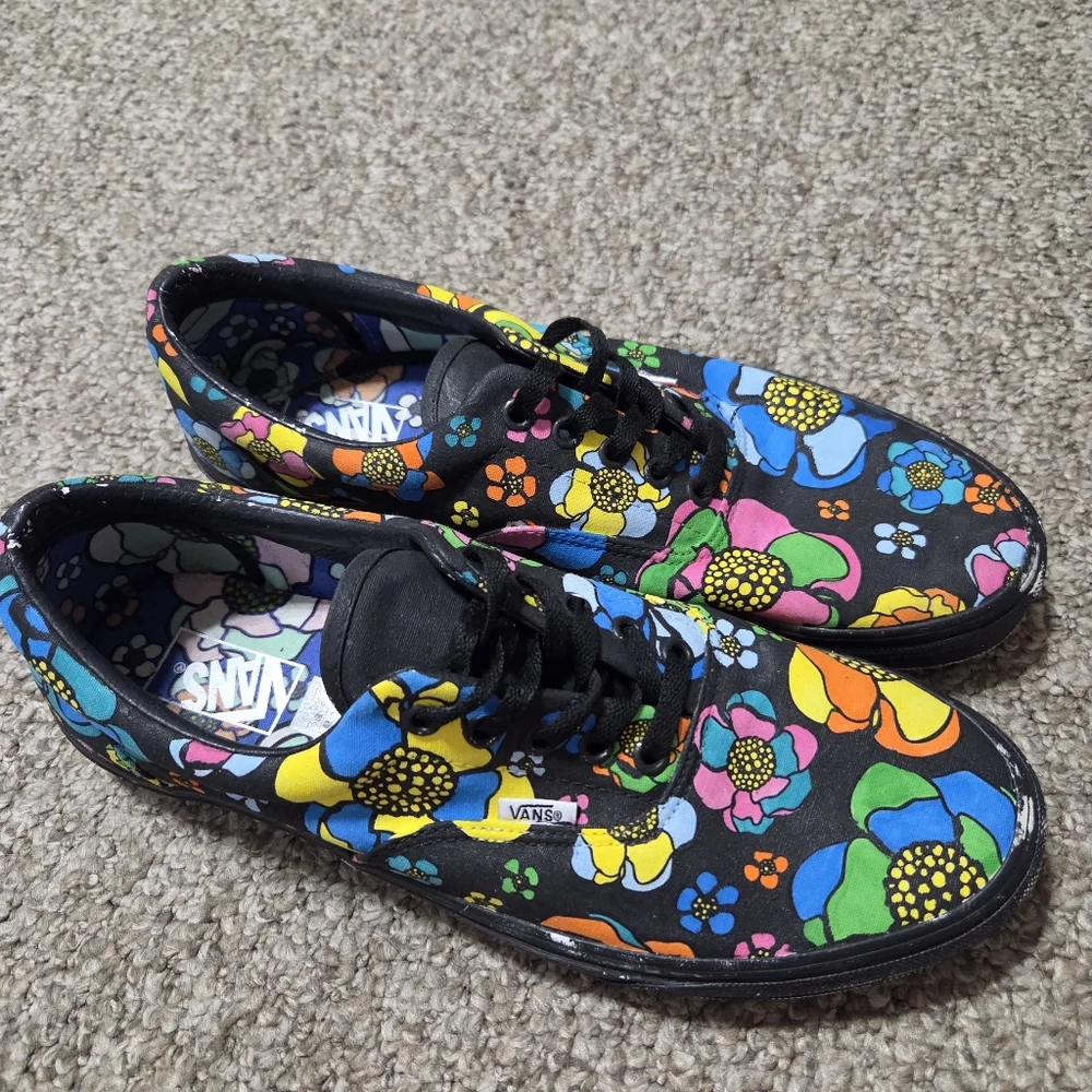 Vans Era U-Color Black‎ Floral MENS Size 12 Skate Shoes - Picture 3 of 14